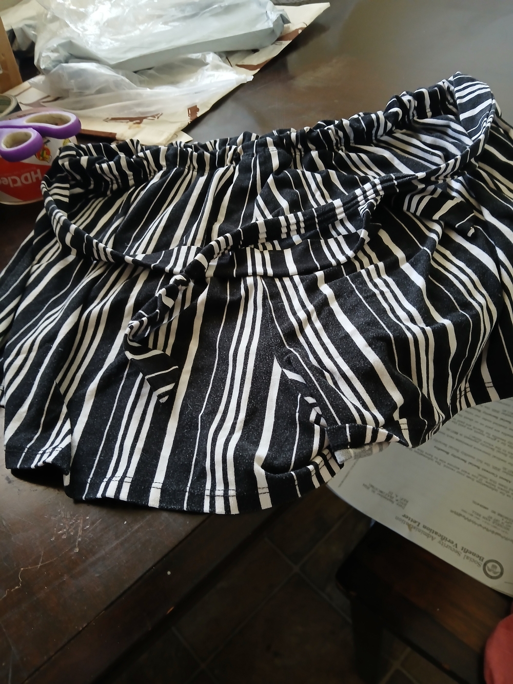Bobbie Brooks Black and White Striped Women’s Shorts with Tie Waist